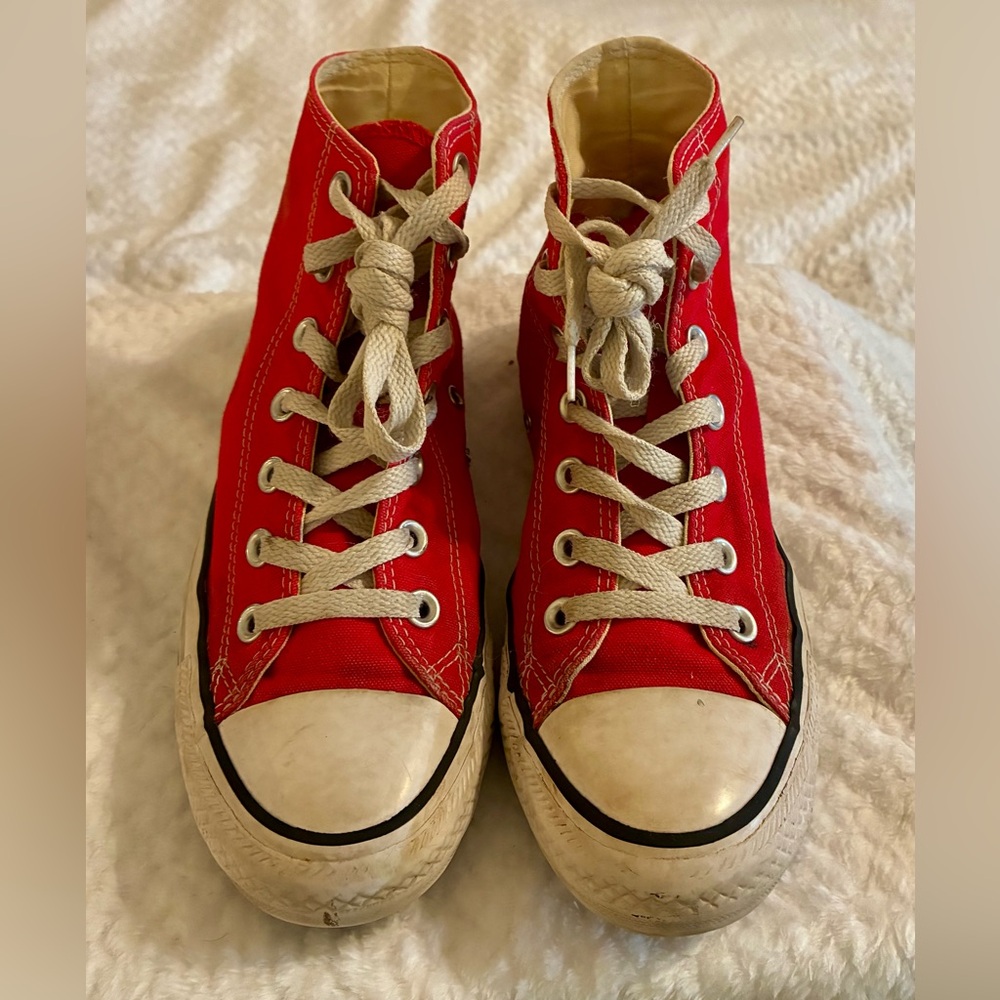 Converse Chuck Taylor Red Canvas High Top Sneakers Skate Punk Grunge Street Sz 7 - Picture 3 of 12